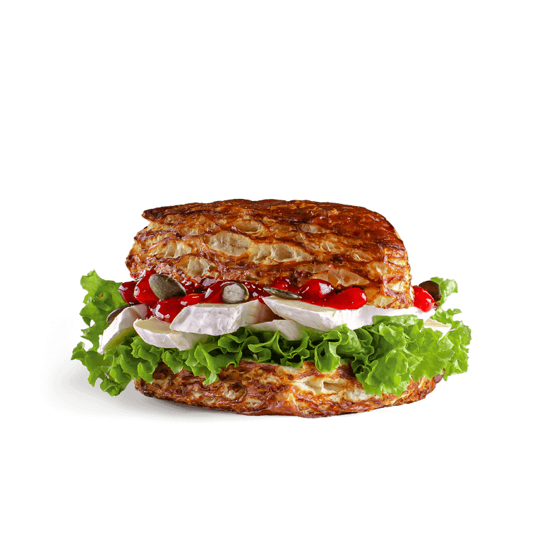 Delikatna bułka francuska z kremowym serem camembert i świeżymi dodatkami. Elegancka, wytrawna kanapka, która sprawdzi się jako szybka przekąska lub stylowy starter.