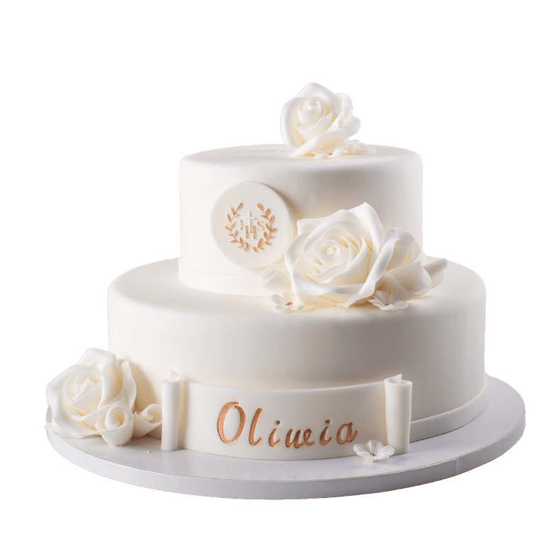 Tort Biała Róża - Torty komunijne - Torty