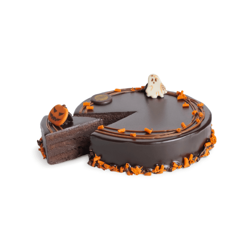 Czekoladowy tort Halloween z ozdobami dyni i ducha – limitowana edycja Cukierni Sowa